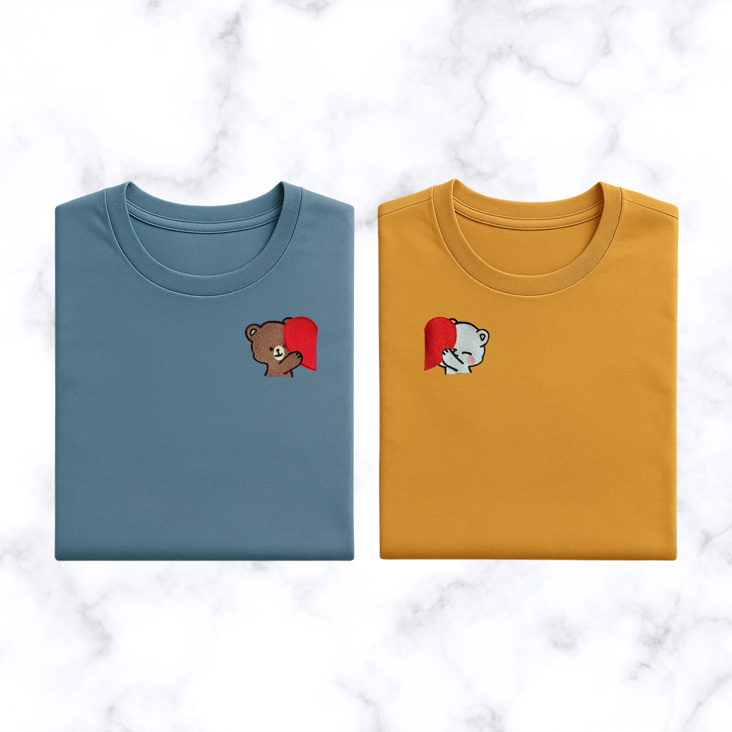 Komplet koszulek - matching ( zakochane misie z sercem)